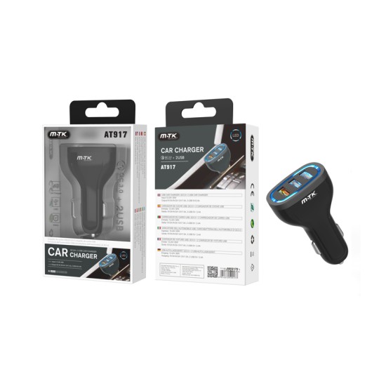 MTK CAR CHARGER ADAPTOR AT917 NE WITHOUT CABLE 3 USB PORTS 2.4A NEGRO MTK CAR CHARGER ADAPTOR AT917 NE WITHOUT CABLE 3 USB PORTS 2.4A NEGRO